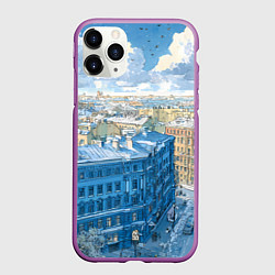 Чехол iPhone 11 Pro матовый Зимний утренний Питер, цвет: 3D-фиолетовый