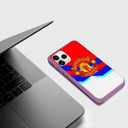 Чехол iPhone 11 Pro матовый Манчестер Юнайтед полосы геометрия, цвет: 3D-фиолетовый — фото 2