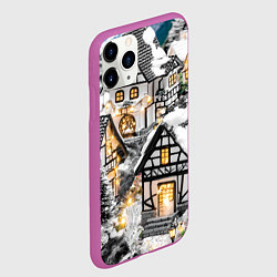 Чехол iPhone 11 Pro матовый Объемные новогодние дома, цвет: 3D-фиолетовый — фото 2