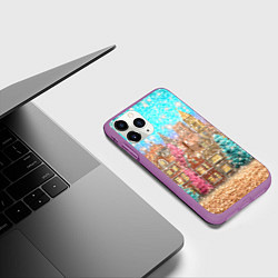 Чехол iPhone 11 Pro матовый Новогодний город в блестках, цвет: 3D-фиолетовый — фото 2