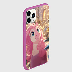 Чехол iPhone 11 Pro матовый Удивленная лошадка - Новый год, цвет: 3D-фиолетовый — фото 2