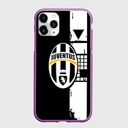 Чехол iPhone 11 Pro матовый Ювентус геометрия белая, цвет: 3D-фиолетовый