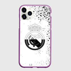 Чехол iPhone 11 Pro матовый Реал Мадрид черно белые краски, цвет: 3D-фиолетовый