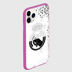 Чехол iPhone 11 Pro матовый Реал Мадрид черно белые краски, цвет: 3D-фиолетовый — фото 2