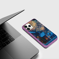 Чехол iPhone 11 Pro матовый Праздничный новогодний салют, цвет: 3D-фиолетовый — фото 2