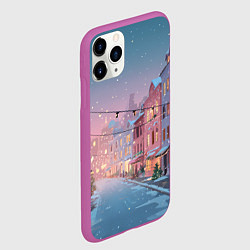 Чехол iPhone 11 Pro матовый Новогодняя улица, цвет: 3D-фиолетовый — фото 2
