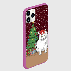 Чехол iPhone 11 Pro матовый Кот Бендер и ёлка, цвет: 3D-фиолетовый — фото 2
