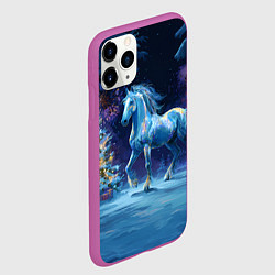 Чехол iPhone 11 Pro матовый Сияющая новогодняя лошадка, цвет: 3D-фиолетовый — фото 2