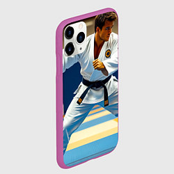 Чехол iPhone 11 Pro матовый Дзюдоист на татами, цвет: 3D-фиолетовый — фото 2