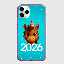 Чехол iPhone 11 Pro матовый Голова лошадки, цвет: 3D-фиолетовый