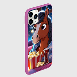 Чехол iPhone 11 Pro матовый Новогодняя лошадка с попкорном, цвет: 3D-фиолетовый — фото 2