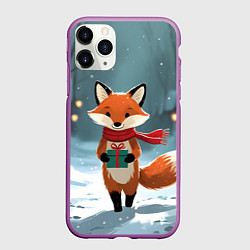 Чехол iPhone 11 Pro матовый Лисичка с подарком зимой