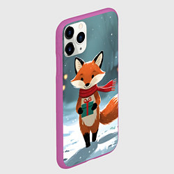 Чехол iPhone 11 Pro матовый Лисичка с подарком зимой, цвет: 3D-фиолетовый — фото 2