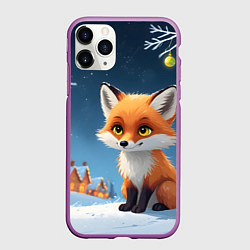 Чехол iPhone 11 Pro матовый Лисичка новогодней ночью
