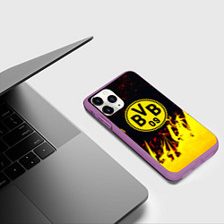 Чехол iPhone 11 Pro матовый Borussia краски соты, цвет: 3D-фиолетовый — фото 2