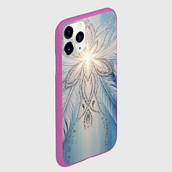 Чехол iPhone 11 Pro матовый Ледяной перьевой орнамент со светом, цвет: 3D-фиолетовый — фото 2