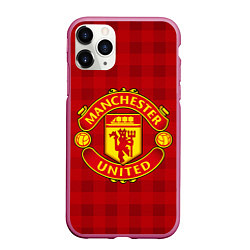 Чехол iPhone 11 Pro матовый Manchester United, цвет: 3D-малиновый