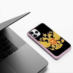 Чехол iPhone 11 Pro матовый Герб России: золото, цвет: 3D-розовый — фото 2