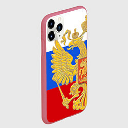 Чехол iPhone 11 Pro матовый Герб России: триколор, цвет: 3D-малиновый — фото 2
