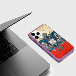 Чехол iPhone 11 Pro матовый Герб имперской России, цвет: 3D-фиолетовый — фото 2