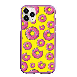 Чехол iPhone 11 Pro матовый Пончики Гомера, цвет: 3D-фиолетовый