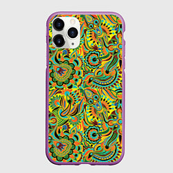 Чехол iPhone 11 Pro матовый Узор, цвет: 3D-фиолетовый