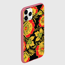 Чехол iPhone 11 Pro матовый Хохлома, цвет: 3D-малиновый — фото 2