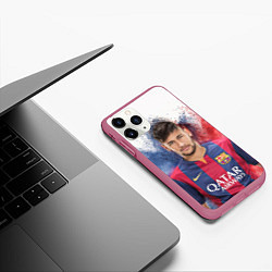 Чехол iPhone 11 Pro матовый Neymar FCB, цвет: 3D-малиновый — фото 2