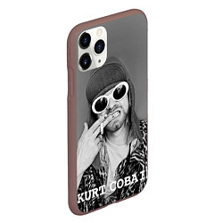 Чехол iPhone 11 Pro матовый Кобейн в очках, цвет: 3D-коричневый — фото 2