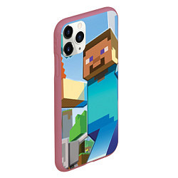 Чехол iPhone 11 Pro матовый Minecraft World, цвет: 3D-малиновый — фото 2