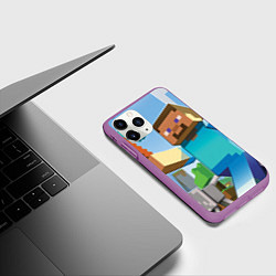 Чехол iPhone 11 Pro матовый Minecraft World, цвет: 3D-фиолетовый — фото 2
