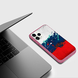 Чехол iPhone 11 Pro матовый Триколор РФ, цвет: 3D-малиновый — фото 2