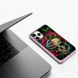 Чехол iPhone 11 Pro матовый BFMV: Roses Skull, цвет: 3D-розовый — фото 2