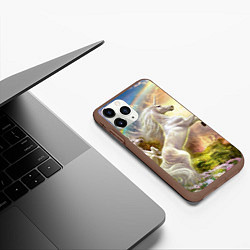 Чехол iPhone 11 Pro матовый Радужный единорог, цвет: 3D-коричневый — фото 2