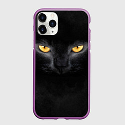 Чехол iPhone 11 Pro матовый Черная кошка, цвет: 3D-фиолетовый
