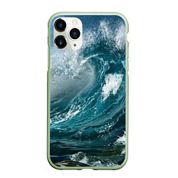 Чехол iPhone 11 Pro матовый Волна, цвет: 3D-салатовый