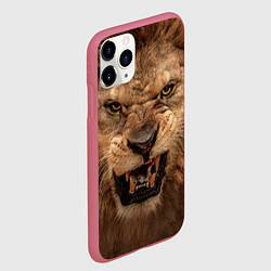 Чехол iPhone 11 Pro матовый Взгляд льва, цвет: 3D-малиновый — фото 2