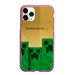 Чехол iPhone 11 Pro матовый Minecraft Sssss, цвет: 3D-фиолетовый