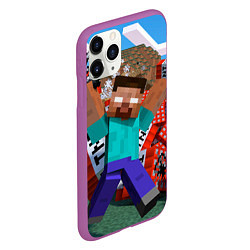 Чехол iPhone 11 Pro матовый Minecraft Man, цвет: 3D-фиолетовый — фото 2