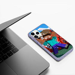 Чехол iPhone 11 Pro матовый Minecraft Man, цвет: 3D-светло-сиреневый — фото 2