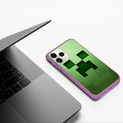 Чехол iPhone 11 Pro матовый Creeper Face, цвет: 3D-фиолетовый — фото 2