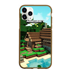 Чехол iPhone 11 Pro матовый Minecraft House, цвет: 3D-коричневый