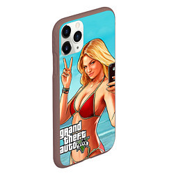 Чехол iPhone 11 Pro матовый GTA 5: Selfie Girl, цвет: 3D-коричневый — фото 2