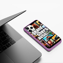 Чехол iPhone 11 Pro матовый GTA 5: City Stories, цвет: 3D-фиолетовый — фото 2