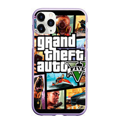 Чехол iPhone 11 Pro матовый GTA 5: City Stories, цвет: 3D-светло-сиреневый