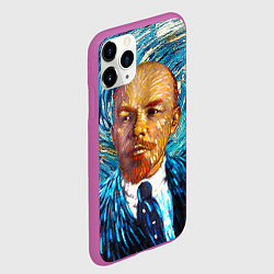Чехол iPhone 11 Pro матовый Ленин Ван Гога, цвет: 3D-фиолетовый — фото 2