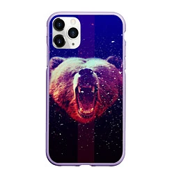 Чехол iPhone 11 Pro матовый Roar Bear, цвет: 3D-светло-сиреневый