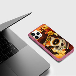 Чехол iPhone 11 Pro матовый Девушка. Сахарный череп, цвет: 3D-малиновый — фото 2