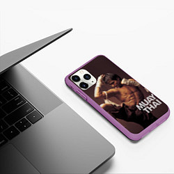 Чехол iPhone 11 Pro матовый Муай тай боец, цвет: 3D-фиолетовый — фото 2
