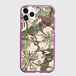 Чехол iPhone 11 Pro матовый Камуфляж, цвет: 3D-фиолетовый